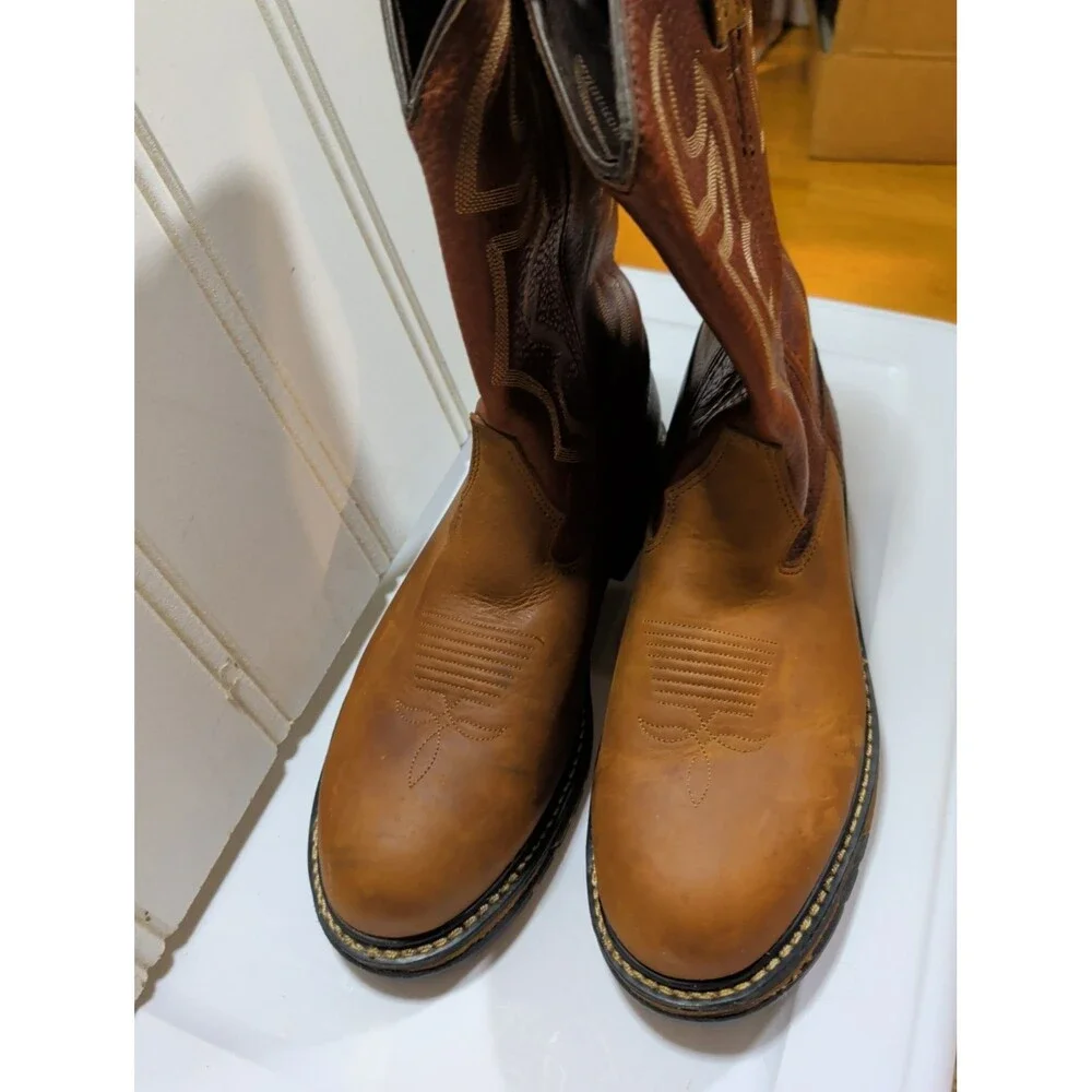 Rocky Mens 2732 Original Ride Branson Roper Western Work Boots Size 11 M Vintage